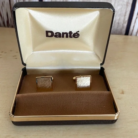 Dante Golden Square Cufflinks In Original Box