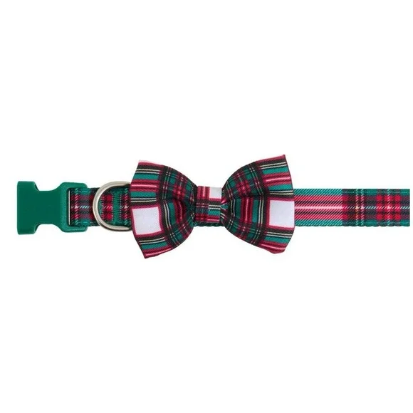 Marry Bright Holiday Dog Collar‎ Red Green White Christmas PLAID Size L 16-26