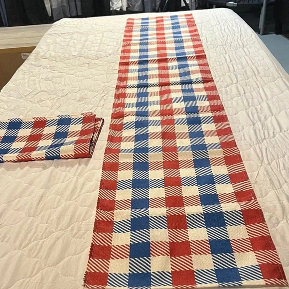 Red and Blue Checkered Table Runner