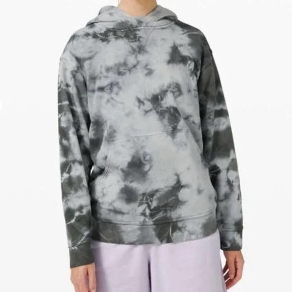 Lululemon All Yours Hoodie Marble Dye Graphite Grey Black LW3DXGS Size 8‎