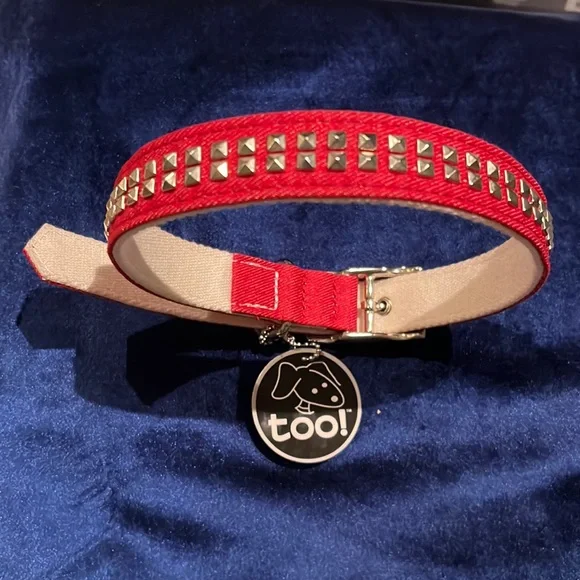 NWT too! Fashionable Red & White 22 Inch Dog Canine Neck Collar Studded