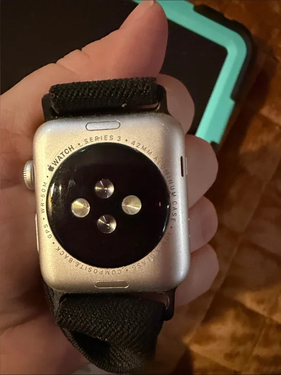 Used Apple Watch (Silver Case) series 3 42mm with Black Elastic Band