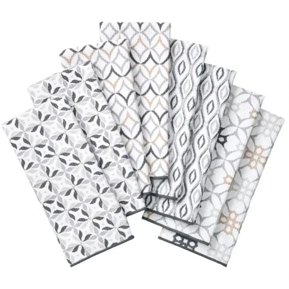 Microfiber Kitchen Towels, 8 Pack Gray Town & Country