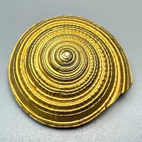 Vintage Gold Spiral Shell Brooch 1.5