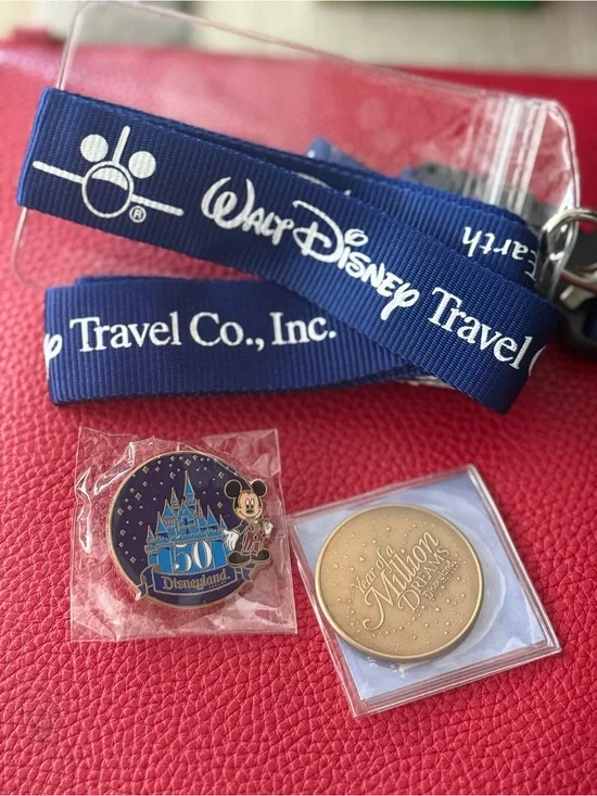 Disney 50th Anniversary Blue and Gold Disneyland Enamel Pin with Mickey