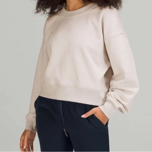 Lululemon Perfectly Oversized Cropped Crew *Spark White Opal