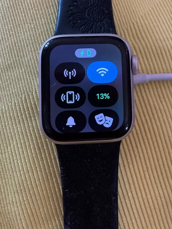 Apple watch Silver face, 1Black, 1brown Band, 2watch faces red&white, see pics