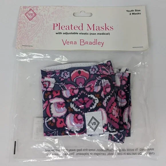 Vera Bradley Youth Pleated Face Masks Magenta Medallion