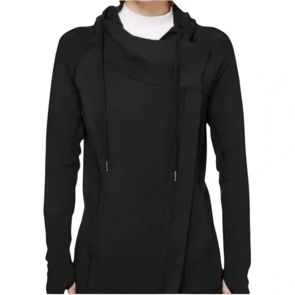 Lululemon Coast Easy Wrap Jacket Black Modal French Terry Size 6