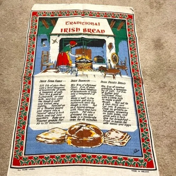 VTG Nelson Irish Linen Tea Towel ~Traditional Irish Bread Recipe 19