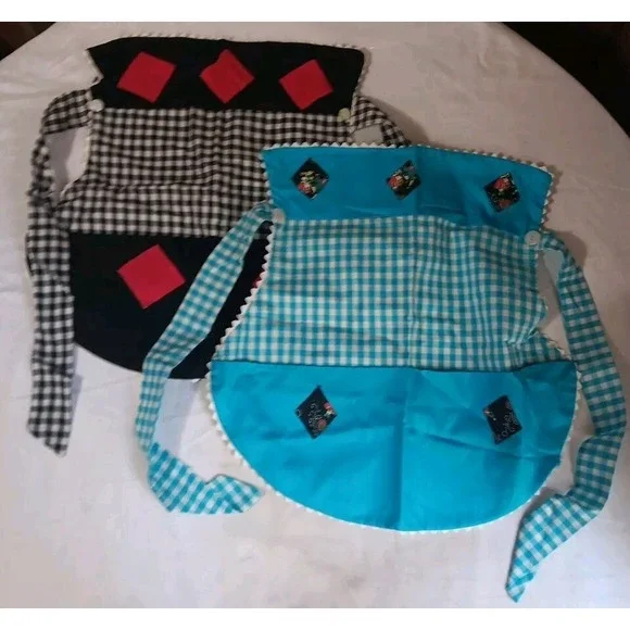 2 Vintage Aprons Handmade Waist Half‎ Kitchen Cooking Cottagecore Pockets READ