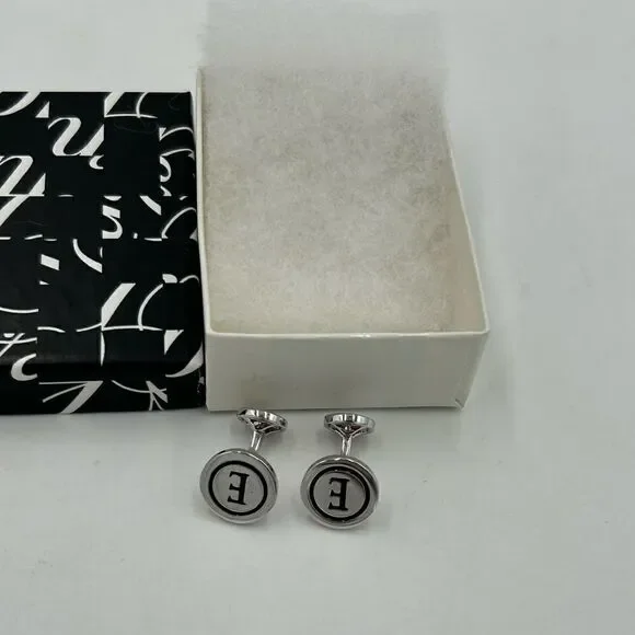 Men’s Saks, Fifth Avenue letter E silver cufflinks