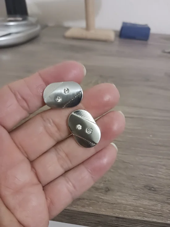 Stunning Silver Tone Crystal Vtg Swank Oval Cuff Links Pair