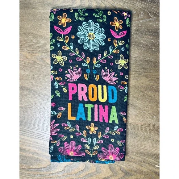 NEW Proud Latina Kitchen Towel Floral Black Cotton‎ Dishcloth Tea Towel
