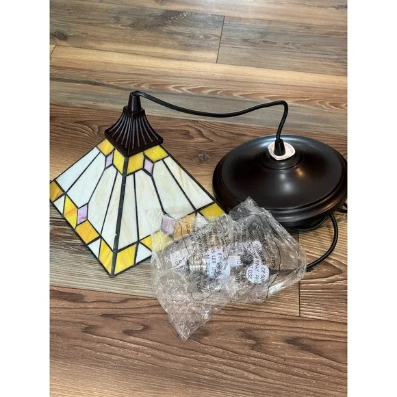 Craftsman Tiffany Glass Instant Pendant Light 11x11x10