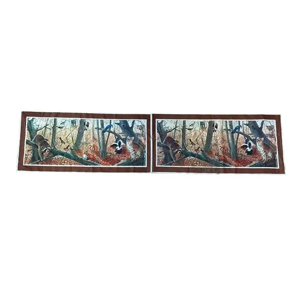 1975 National Wildlife Federation Forest Animals‎ Table Runner Raccoon Skunk