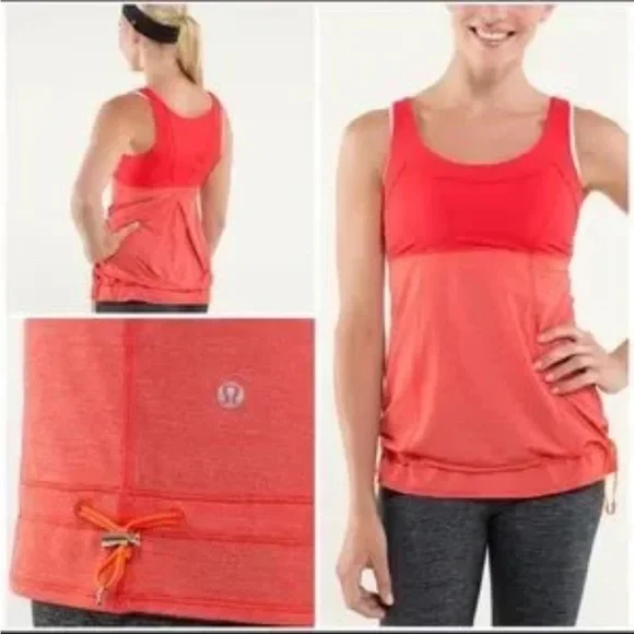 Lululemon Run: Ta Ta Topper cinch‎ tank in Love Red Orange Athletic Athleisure