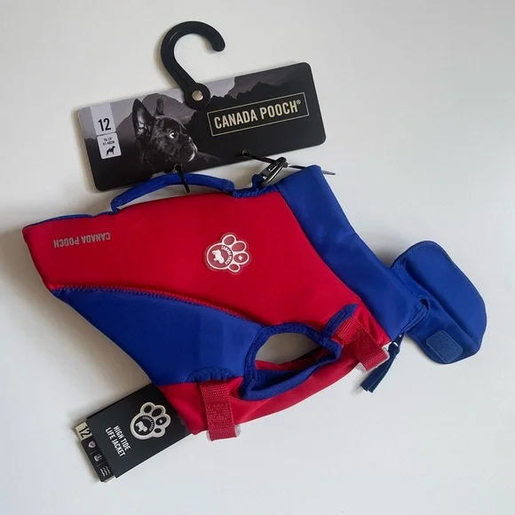 Canada Pooch High Tide Life Dog Jacket - Red/Blue - Size 12