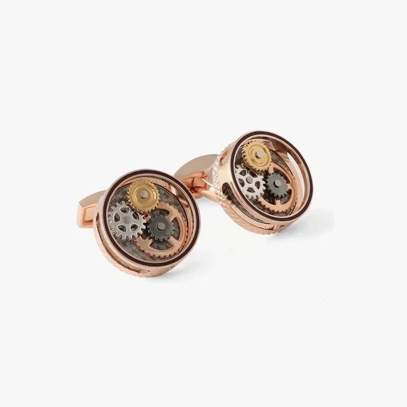 Tateossian London Round Gear Cufflinks Rose Gold Finish