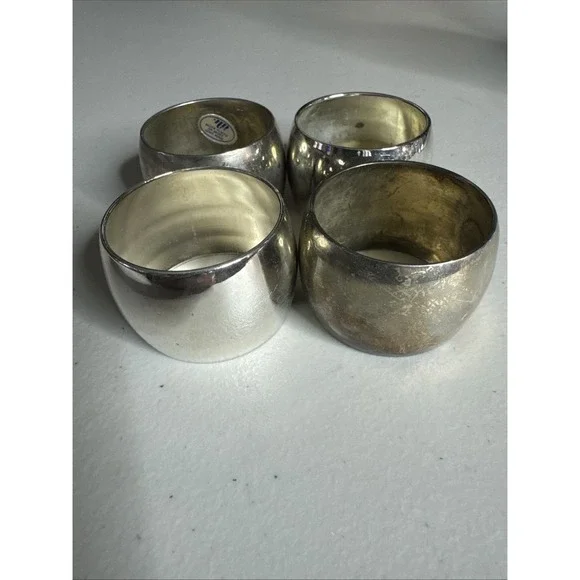 Vintage Silver Plated, Brass Napkin Rings Hong Kong 1.5