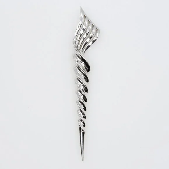 Vintage Boucher Modernist Flame Twist Brooch Rhodium Plated 1940s