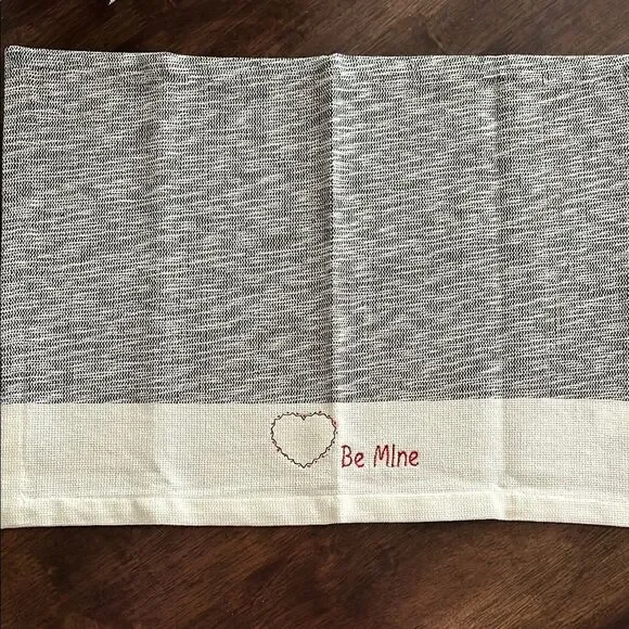 Be Mine Custom Embroidered Table Placemats Black Cream 19” by 13.75” Set