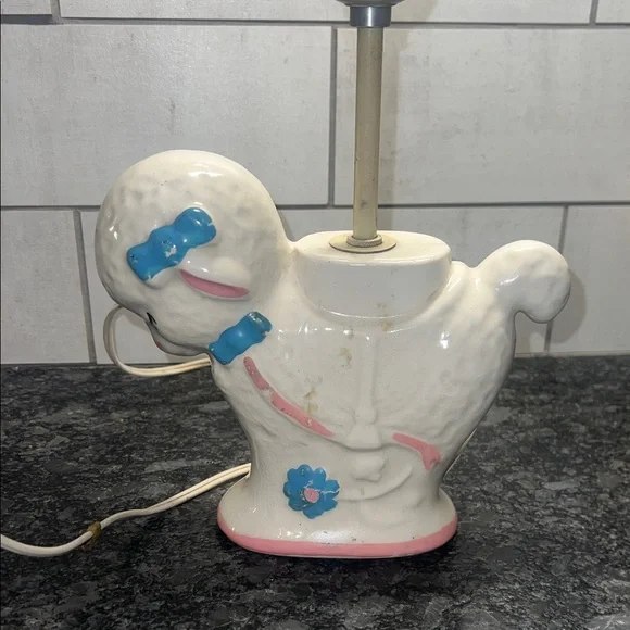 Charming Ceramic Lamb Lamp - White and Pink. Add vintage charm to nursery