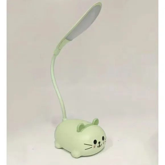 Cat Led Portable Mini Desk‎ Lamp NiteLight Small Kitten Green New in Box