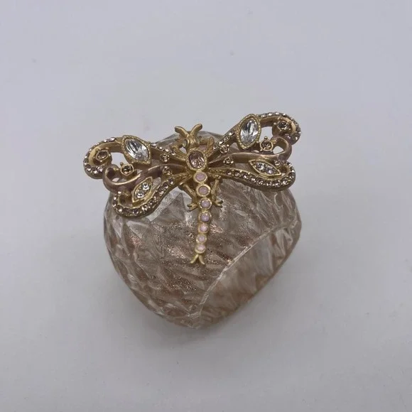 RARE JAY STRONGWATER BLUSH DRAGONFLY‎ FIGURINE CRYSTAL NAPKIN RING