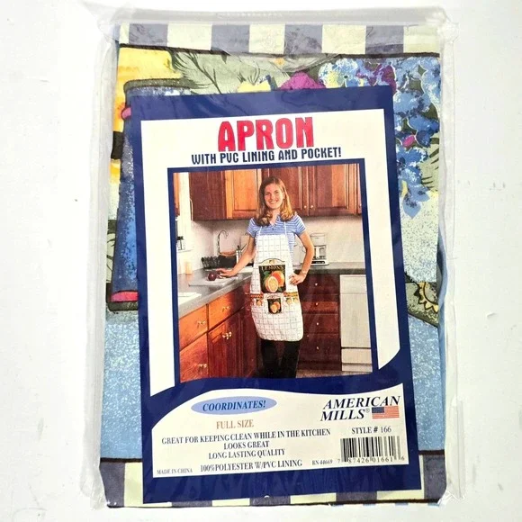 VTG American Mills Full Size Apron with PVC Lining and Pocket Garden Theme 166‎