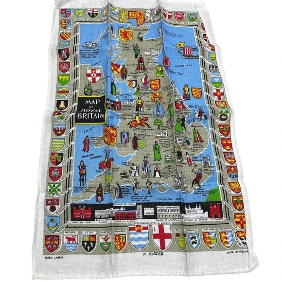 Map of Royal Brittan Ulster Weavers Towel Irish Linen  17 x 26