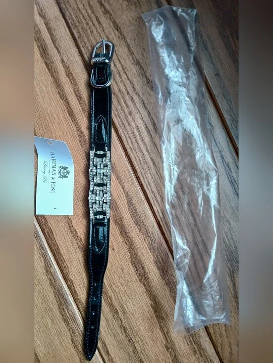 Hartman & Rose Black Crystal Boutique Dog Collar