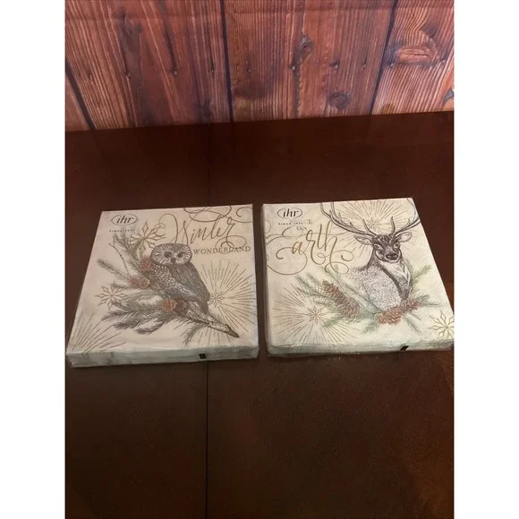 IHR 3-Ply Paper Guest Towel Winter  Wonderland Holiday Christmas Napkin Owl Deer