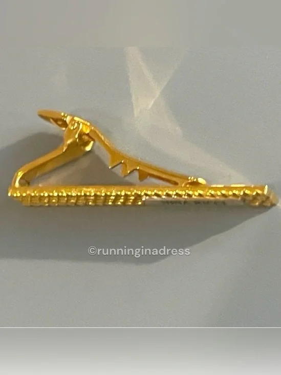 VTG Nina Ricci Paris Crosshatch Gold & Silver Tie Clip Bar Germany 2.5