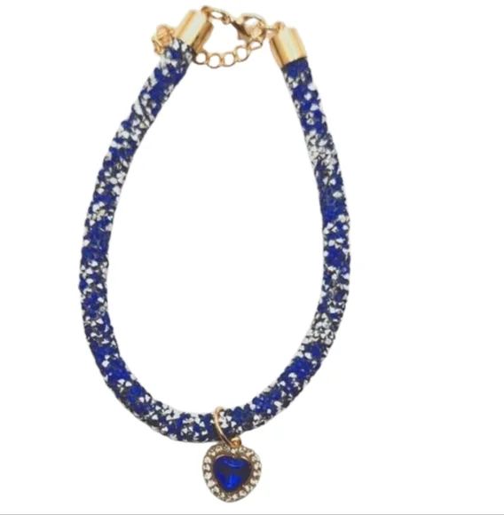 Adjustable Pet Collar with Shiny Artificial Gemstones for Cats‎ and Dogs Size M