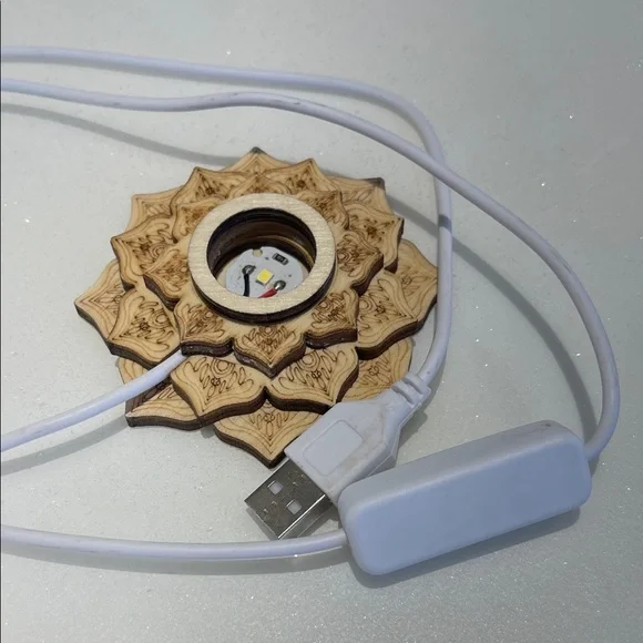 Wooden mandala crystal USB LED Light