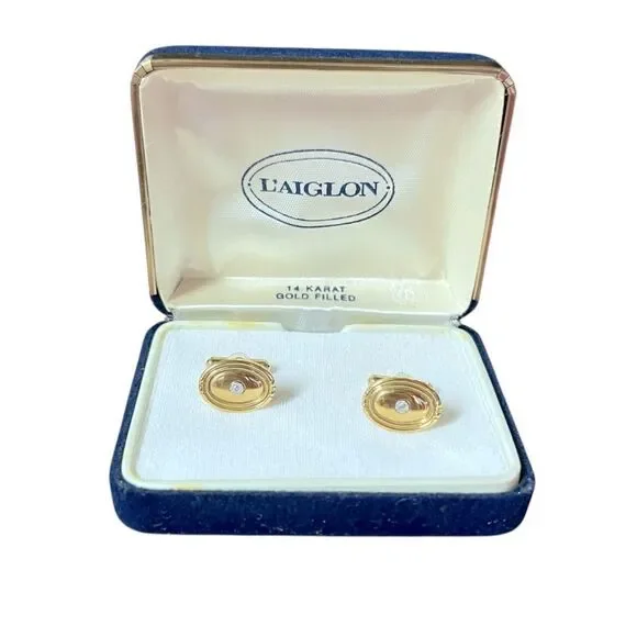Vintage L’aiglon 14K GF Diamond Cufflinks