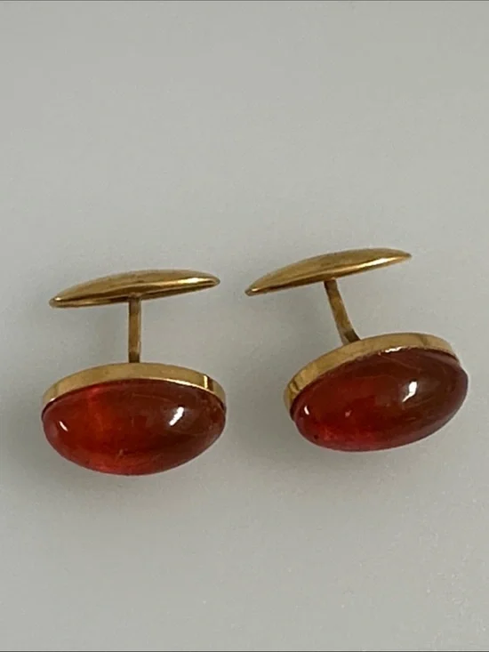 Cufflinks Baltic amber Gold Tone Ring with 9ЯК Hallmark