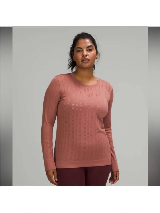 Lululemon Swiftly Breathe Long Sleeve Shirt Top Fletching Lines Spiced Chai 6