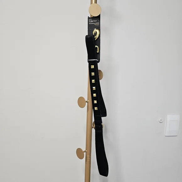 Bootique Black Velvet Dog 6 Foot Lead with Gold‎ Stud Hardware