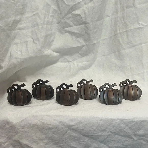 6 pcs Halloween Thanksgiving Napkin Rings, Metal Pumpkin Holders, Spooky Decor‎