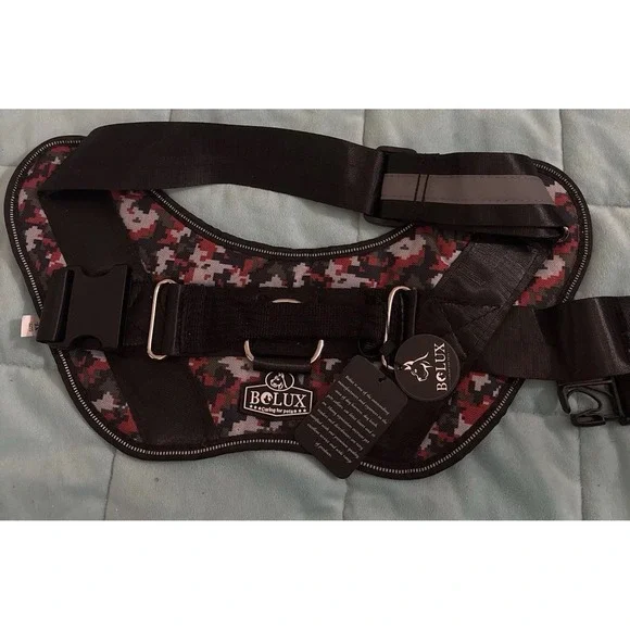 BOLUX Dog Harness, Red/Black Camouflage Size Extra Large,