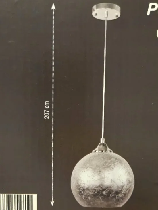 Silver Textured Globe Pendant Lamp Modern Hanging Light Fixture E26 Max 40W New