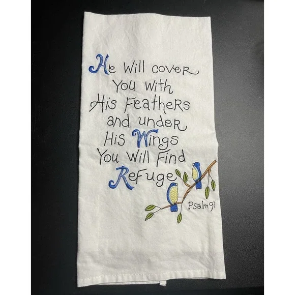 Embroidered‎ Cotton Tea Towel Psalm 