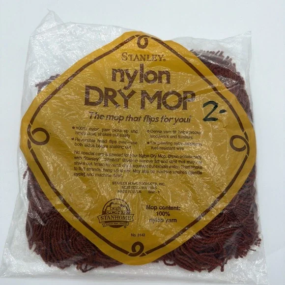 VINTAGE STANLEY HOME PRODUCTS NYLON DRY MOP 'Slimline' New 100% Nylon Yarn