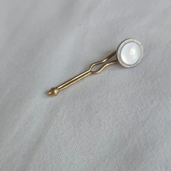 VTG Krementz Collar Button OS Mens Gold White Mother Of Pearl Formal Tuxedo Stud