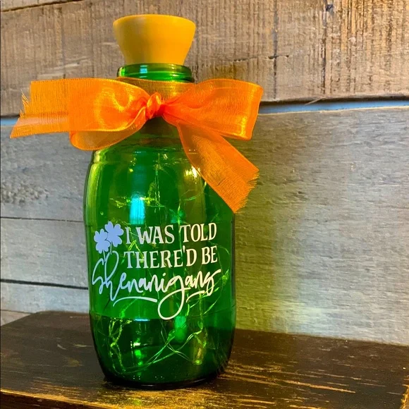 Hand Crafted-‘I Was Told …’ Green Barrel Solar Lantern