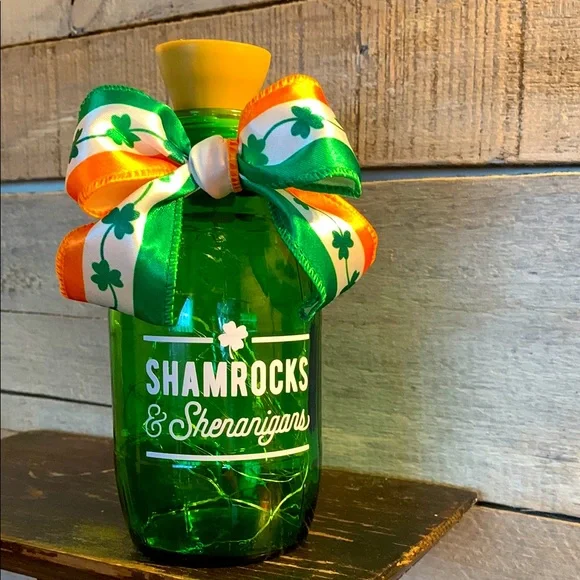 Festive Green Bottle with Ribbon