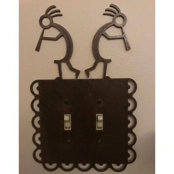 Kokopelli‎ Dual Light Switch Plate: Laser Cut Patina Cover