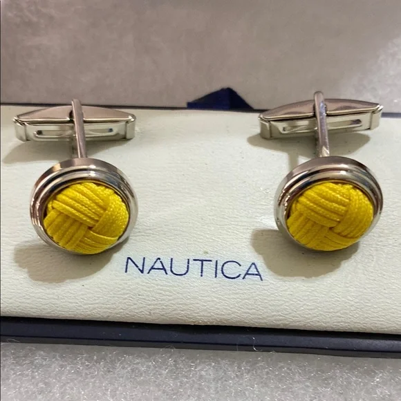 Nautica Silver and Yellow Cufflinks